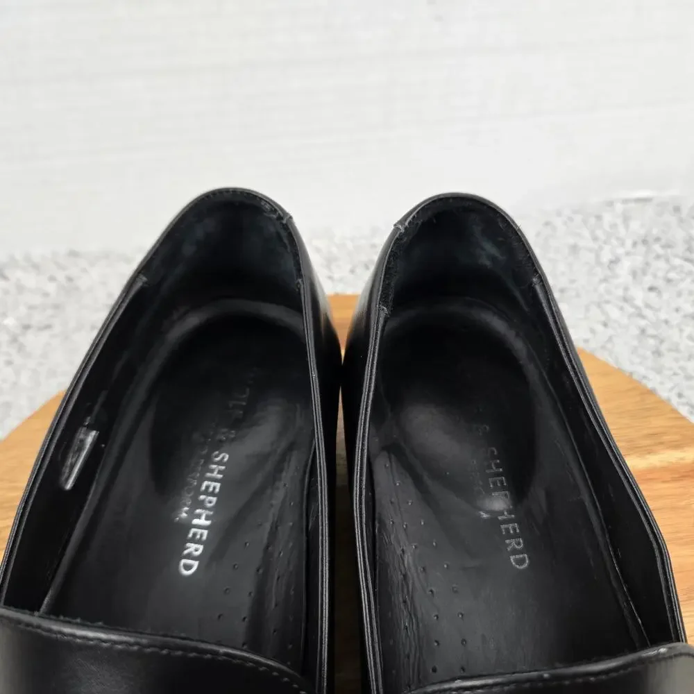 Wolf and Shepherd Men 14 Ringer Black Leather Business Casual Daily Penny Loafer